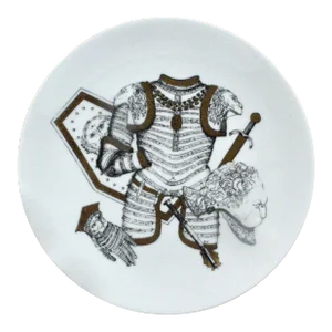 1960s Vintage Piero Fornasetti Plate With Coats of Armour, Armature Pattern,#4 in Series
