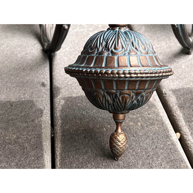 Metal Early 20th Century French Neoclassical Empire Baroque Carved Chandelier Light Fixture For Sale - Image 7 of 9