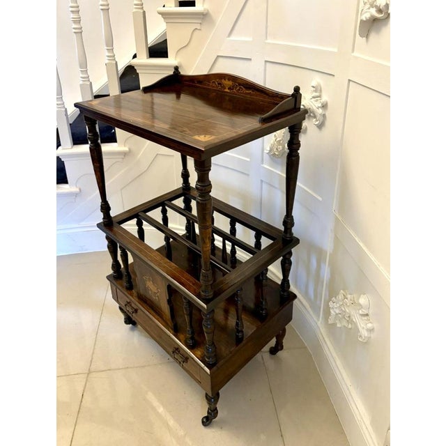 Antique Victorian Rosewood Inlaid Canterbury, 1890 For Sale - Image 4 of 11