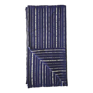 Vintage Guatemalan Textile in Navy Blue With Jaspe Ikat Detail, 4 Yards For Sale