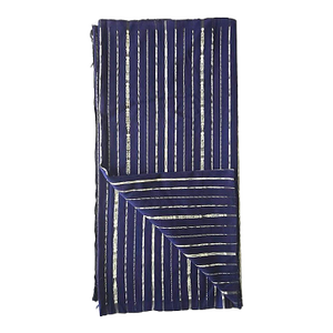 Vintage Guatemalan Textile in Navy Blue With Jaspe Ikat Detail, 4 Yards