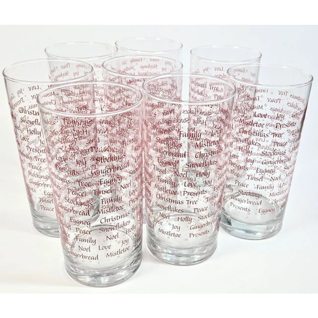 Red Holiday Greetings Tumblers- Set of Eight For Sale - Image 8 of 11