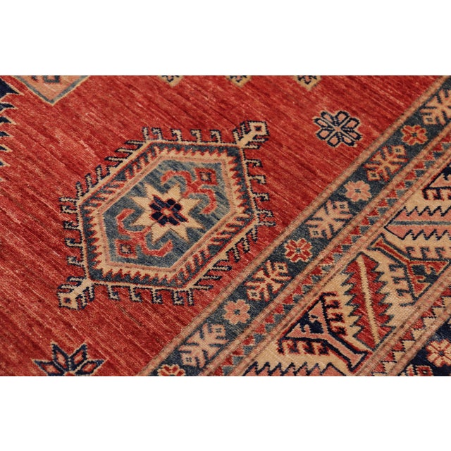 Rustic Super Kazak Rust/Beige Wool Rug - 5'4'' X 7'7'' For Sale - Image 4 of 10
