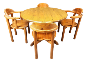 Pine Wood Dining Set by Rainer Daumiller for Hirtshals Savvaerk, 1980s, Set of 5