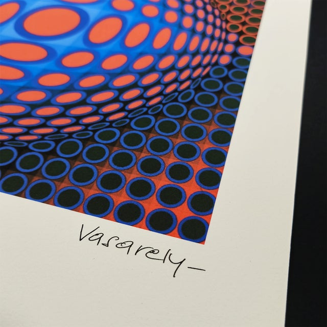 Mid-Century Modern 1970s After Victor Vasarely Limited Numbered Edition Lithograph. For Sale - Image 3 of 7