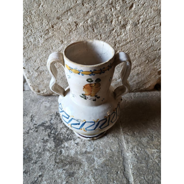 Hand-Painted Ceramic Two-Handled Jug For Sale - Image 3 of 10