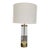 West Elm Modern Acrylic & Brass Table Lamp With White Shade For Sale