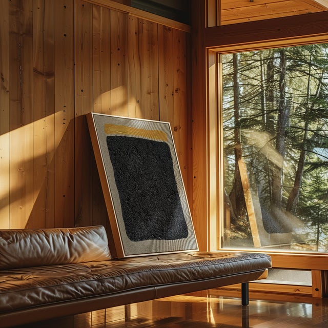 Contemporary Gold and Carbon Painting on Spanish Linen Minimalist Painting, Framed For Sale - Image 3 of 5