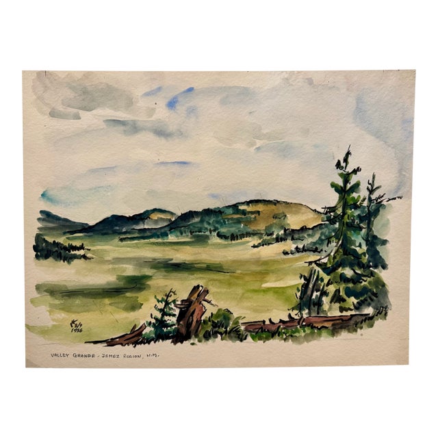 Henry Emil Salloch Original Watercolor on Paper Valley Grande, Nm. 1956. For Sale