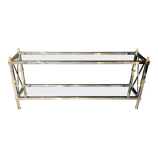 Hollywood Regency Style Console / Tv Table Steel and Brass Jansen Fashioned For Sale
