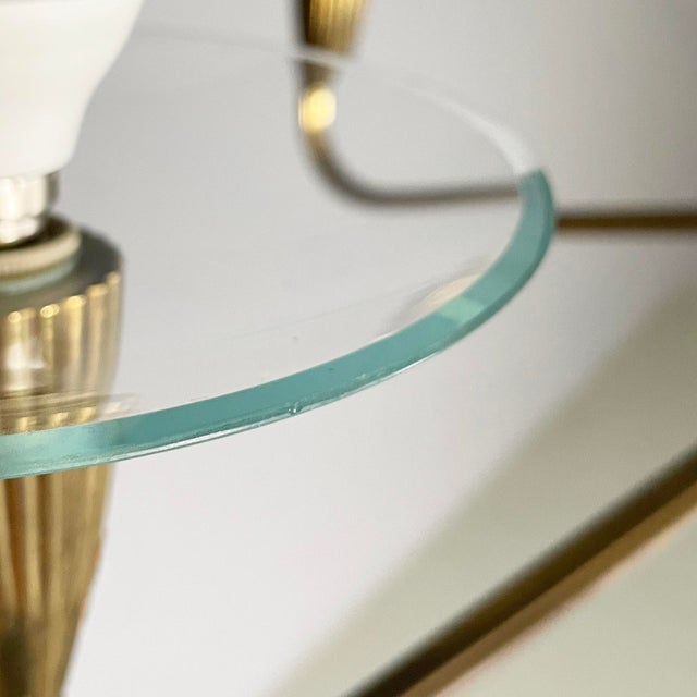 Metal Mid-Century Modern Italian Chandelier in Glass and Green Metal, 1950s For Sale - Image 7 of 16