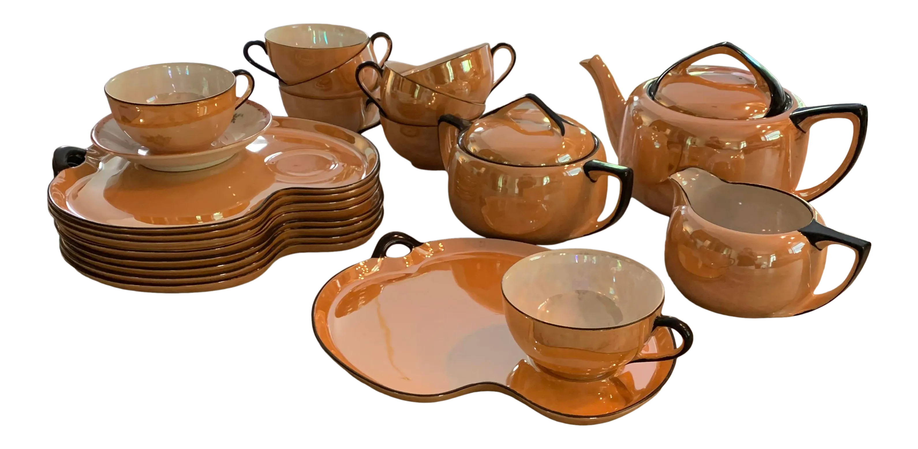 Vintage Noritake Hand-Painted Lustreware Tea Set for 8- 22 Pieces