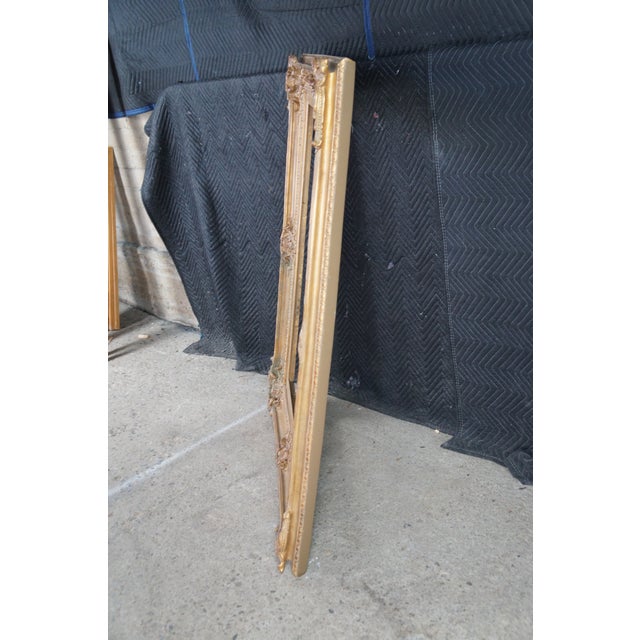 Wood Vintage Gold Ornate Baroque Rococo Picture Art Mirror Frame Fits 30" X 40" For Sale - Image 7 of 12