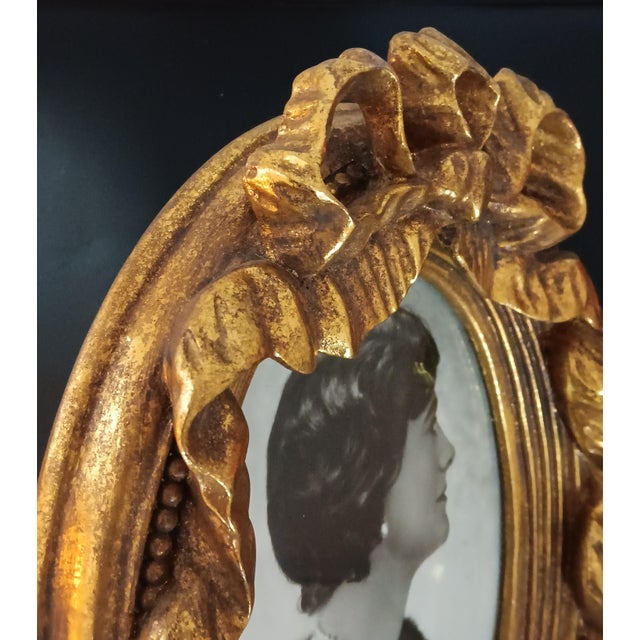 Hollywood Regency Coco Chanel Portrait Framed in Gold Bow Oval Frame ...