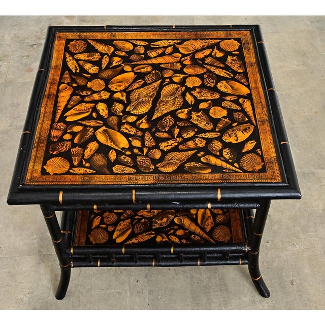 Late 19th Century English Faux Bamboo Low Table with Recent Paint & Decoupage For Sale - Image 4 of 11