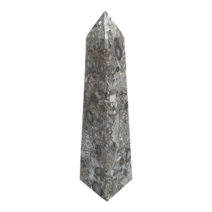 Brown and Grey Marble Obelisk With Dramatic Veining