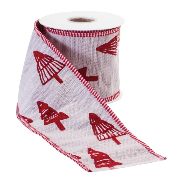 Add a festive touch to your holiday projects with our 4" x 5-yard Red and White Wired Holiday Ribbon. Featuring a charming...