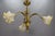 French Art Nouveau Brass and Glass 3-Light Iris-Shaped Chandelier, 1910s For Sale - Image 3 of 18