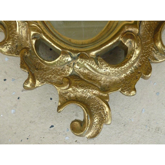 Turn of the Century Bronze Wall Mirror With Scrolled Cartouches For Sale - Image 4 of 6