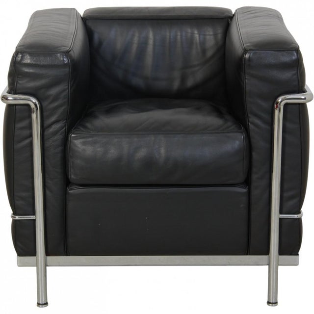 Vintage LC2 Chair in Black Leather by Le Corbusier, 2000s For Sale - Image 15 of 15