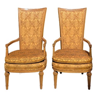 1960s Statesville Chair Co. Louis XVI High Backed Arm Chairs For Sale