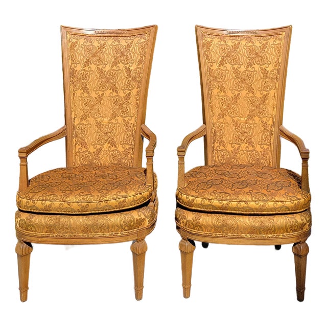 1960s Statesville Chair Co. Louis XVI High Backed Arm Chairs For Sale