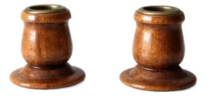 Vintage Wood Candlestick Holders Pair
