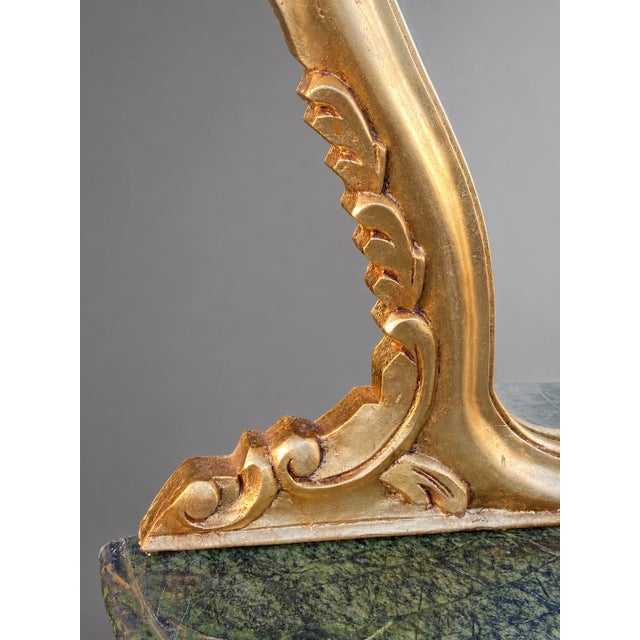 1920 French Artisan Louis XVI Gold Marble Console With Mirror Set - 2 Pc For Sale - Image 6 of 12