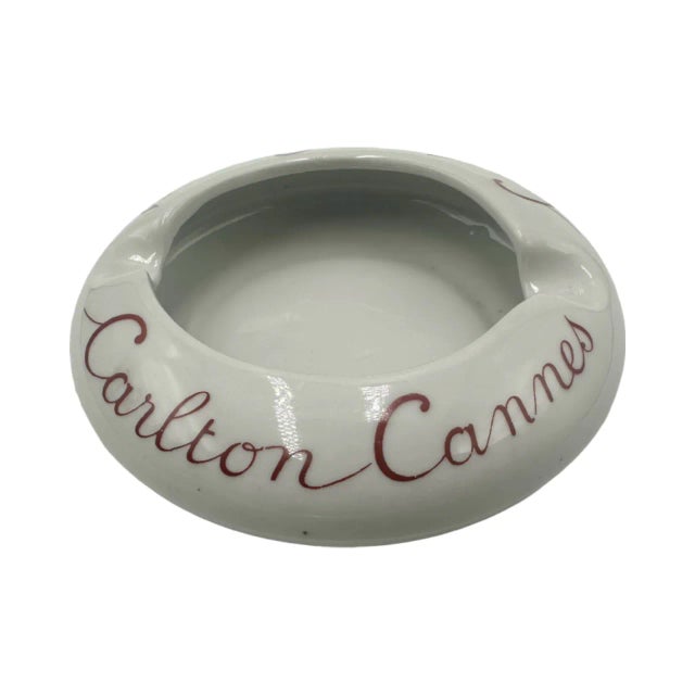 Vintage 5-Star Carlton Cannes Hotel Ashtray White France For Sale In Washington DC - Image 6 of 12
