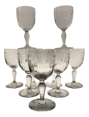 Water/Wine Glasses, Late 19th Century, Set of 9
