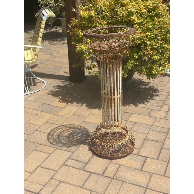 Metal Vintage French Decorative Scrollwork Iron Plant Pedestal For Sale - Image 7 of 12