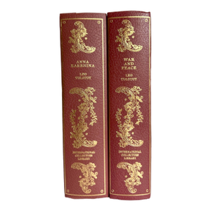 Vintage International Collectors Library Tolstoy Book Set – Anna Karenina & War and Peace in Red Leather