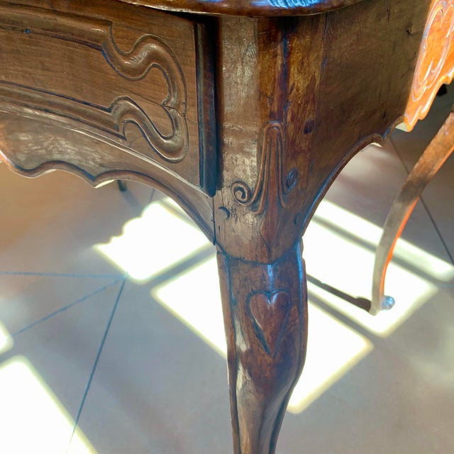 French Provincial Louis XV Period Carved Walnut Writing Table or Side Table For Sale - Image 10 of 13