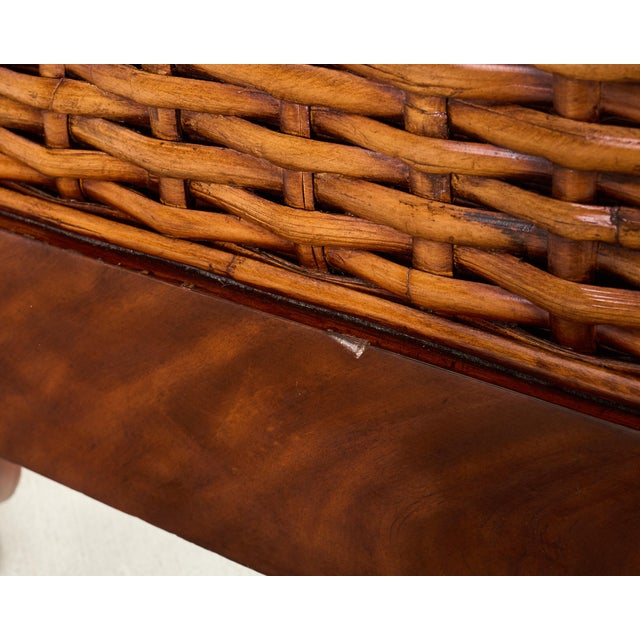 Ralph Lauren Villa America Mahogany Rattan Gondola Sleigh Bed For Sale - Image 17 of 18