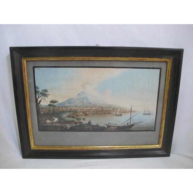 Pietro Fabris Watercolor Engraving Plate XXXVI View of Mount Etna From Catania For Sale - Image 9 of 9