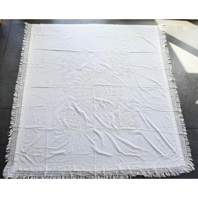 This beautiful gem of an antique textile has been carefully stored for decades. It is a sheeting-weight cotton with hand-...