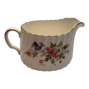 Vintage Minton "Marlow" Pattern Creamer Bone China England Twist Texture Floral Design Gold Trim