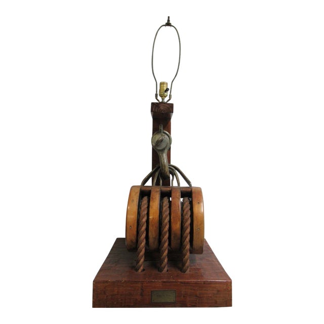 Vintage Ships Marine Pulley Block Tackle Lamp For Sale
