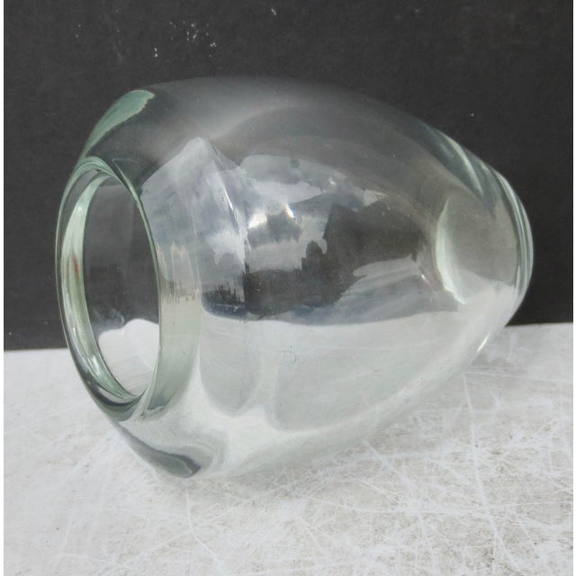 Fine crystal thick-walled vase. Danish modern, very thick bottom and thick walls. This small vase is perfectly balanced to...