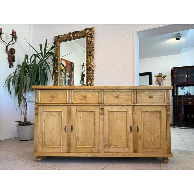 Antique Rustic Shop Chest, Spruce Wood Sideboard, 4 Drawers - Apothecary Cabinet. Dimensions: Height x Width x Depth 98 x...