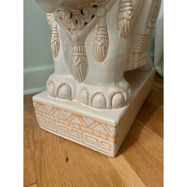 1960’s White Chinoiserie Elephant Garden Stools Large 21.5' - A Pair For Sale In New Orleans - Image 6 of 12