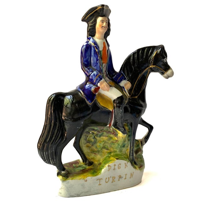 Mid 19th Century English Staffordshire Pottery Dick Turpin on Black ...