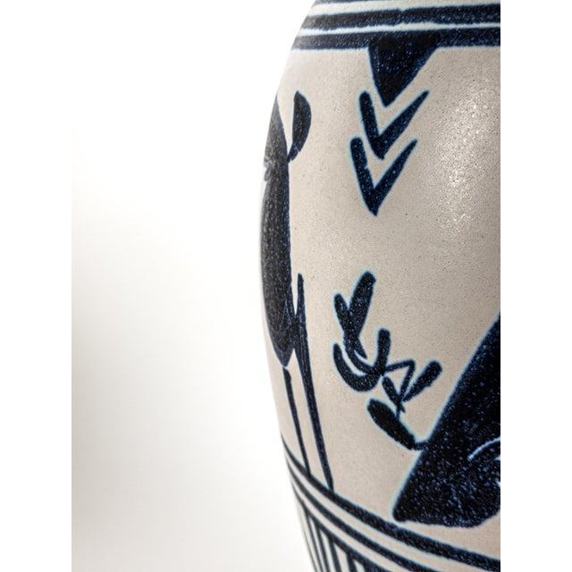 Large Ceramic Vase with Stylized Animal Motifs by Mette Doller for Höganäs, Sweden, 1960s For Sale - Image 3 of 8