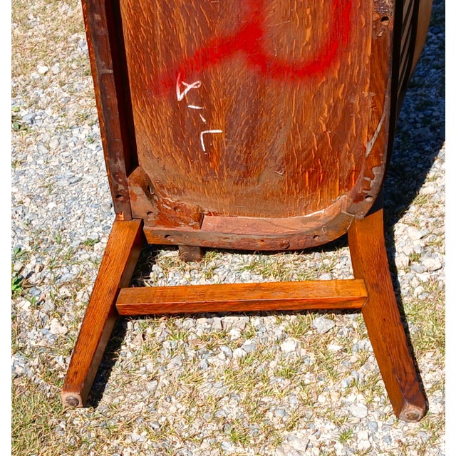 Antique Quartersawn Oak Court House Bench Bl Marble Chair Co Bedford Ohio 1920 For Sale - Image 13 of 14