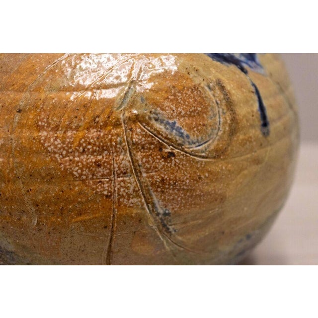 Mid Century Modern Glazed Studio Pottery Vessel Cobalt Blue with Earth Tones For Sale In Detroit - Image 6 of 9