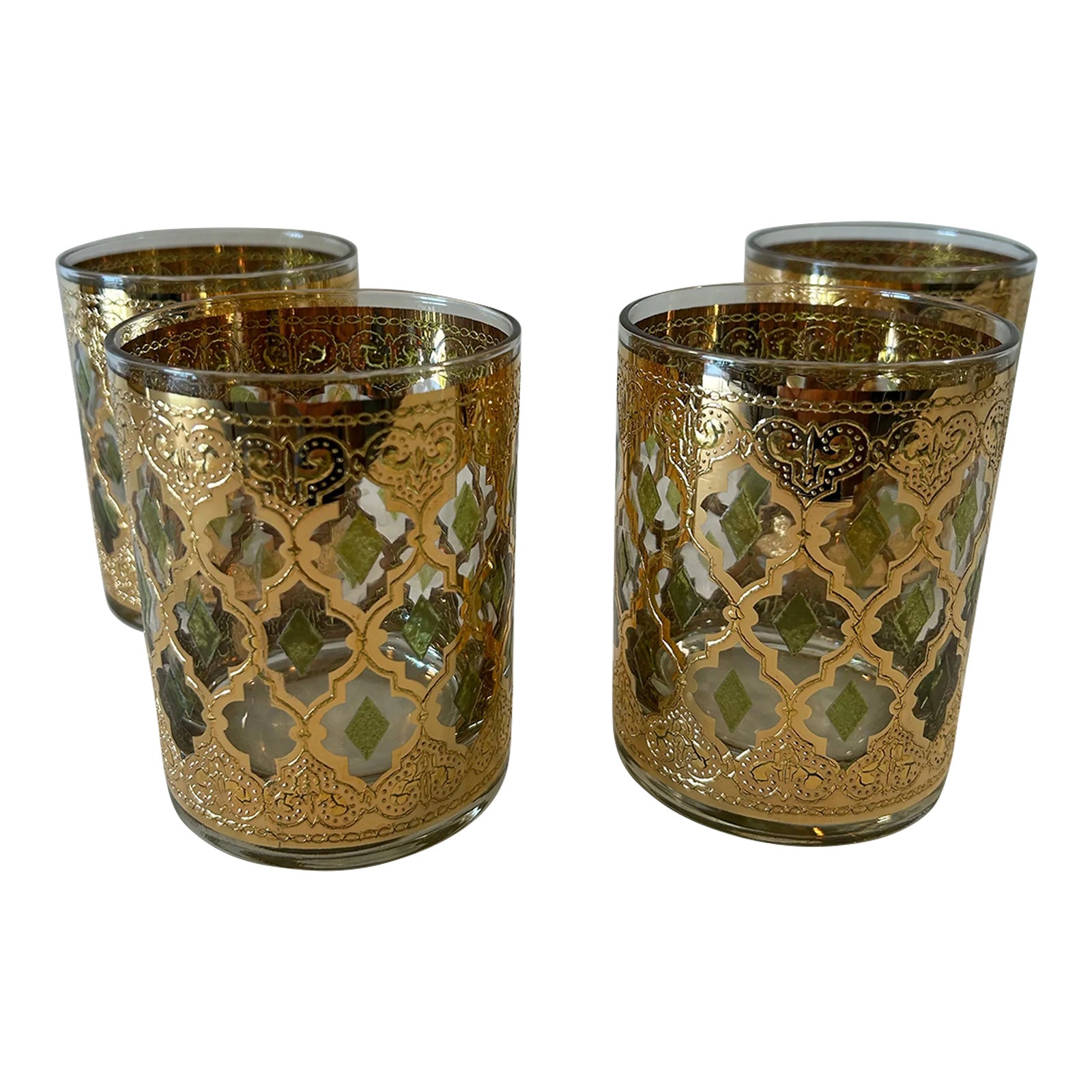 1960s Culver Double on the Rocks Valencia Glasses- Set of 4 | Chairish