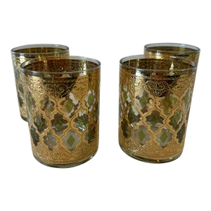 1960s Culver Double on the Rocks Valencia Glasses- Set of 4