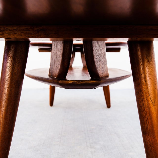 1960s Restored Space Age Biomorphic Two Tier Coffee Table in Solid Walnut, Attributed For Sale - Image 9 of 12