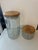 Tan Two Glass Canisters Wood Tops For Sale - Image 8 of 8