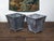 Pair of Industrial Style Grey Metal Planters with Tapered Lines and Ring Pulls For Sale In Atlanta - Image 6 of 11